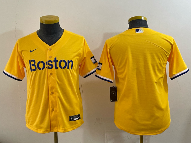 Youth Boston Red Sox blank yellow 2025 Nike MLB Jersey 07